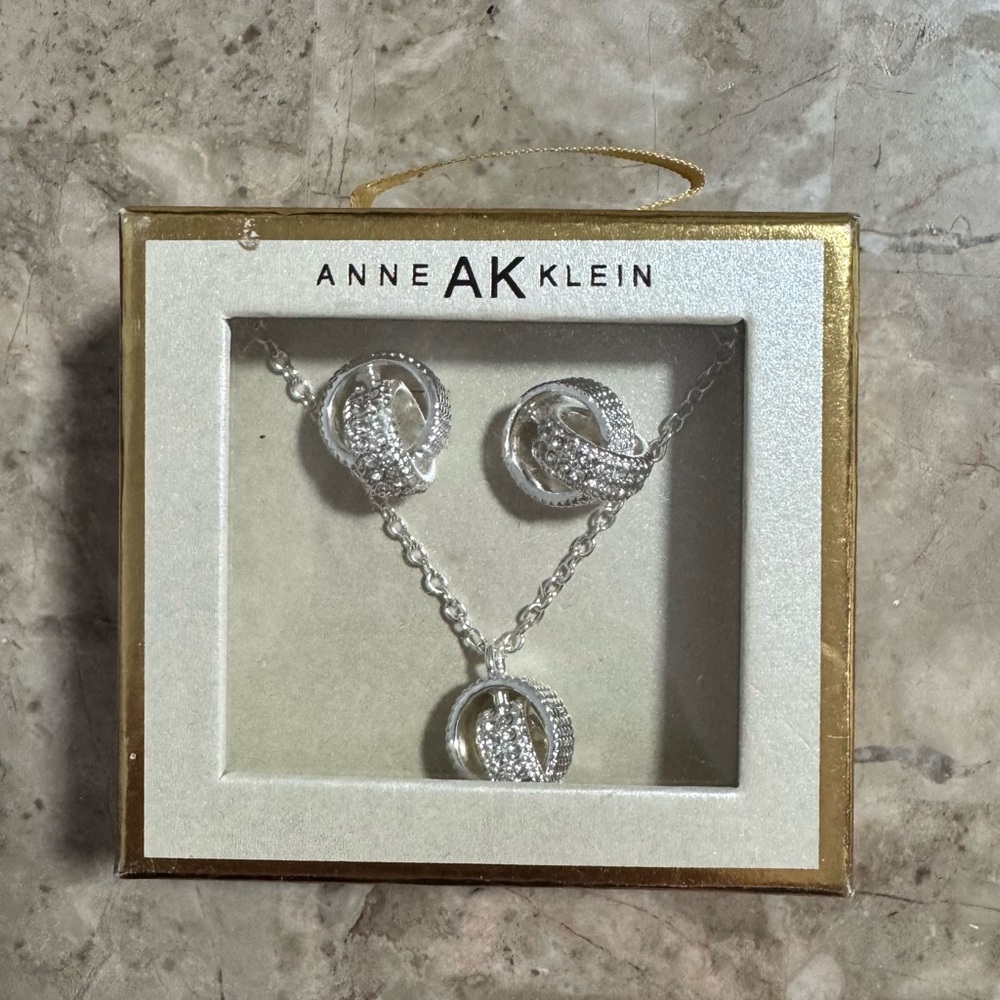 Anne Klein Silver Necklace and Earring Set